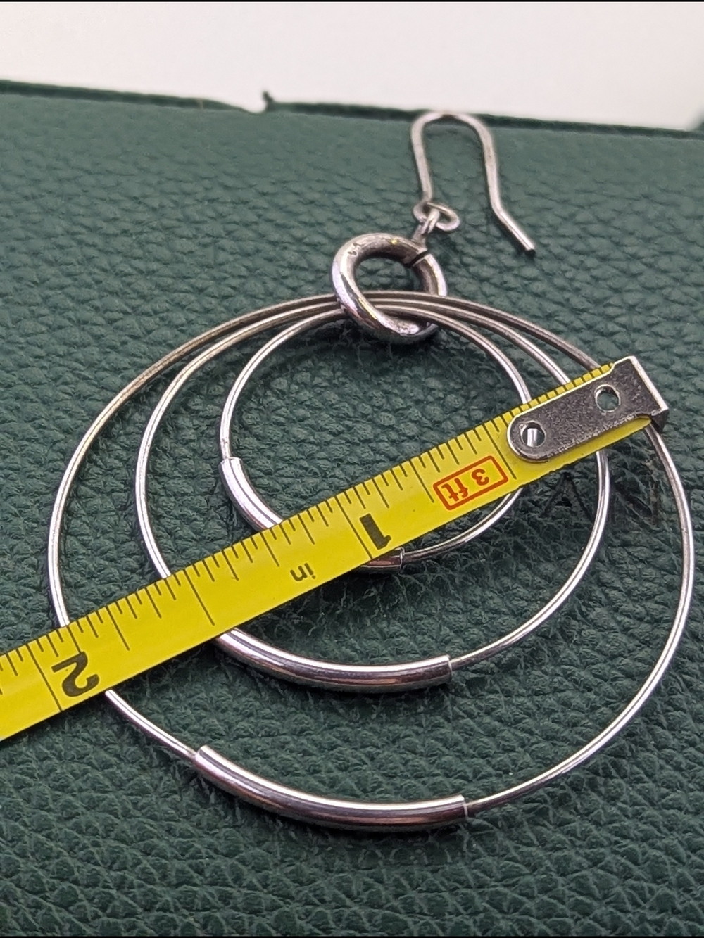 ✨ Vintage 925 Sterling Silver Triple Concentric Hoop Dangle Earrings ✨ - Picture 5 of 5